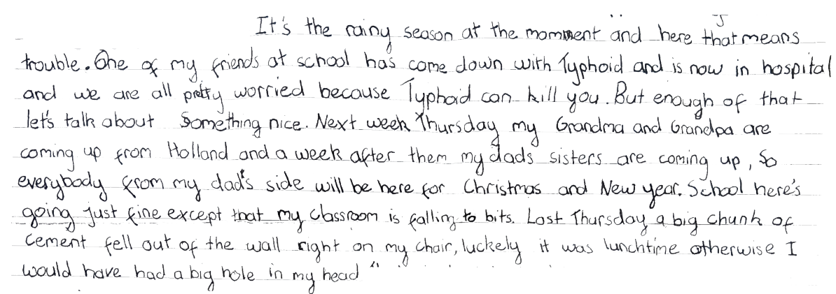 Excerpt from Letter 6th December 1995 from friend living in Indonesia