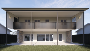 render of two story house against sky