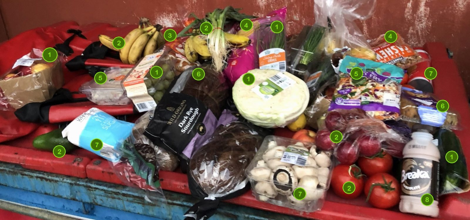 food items on a dumpster lid
