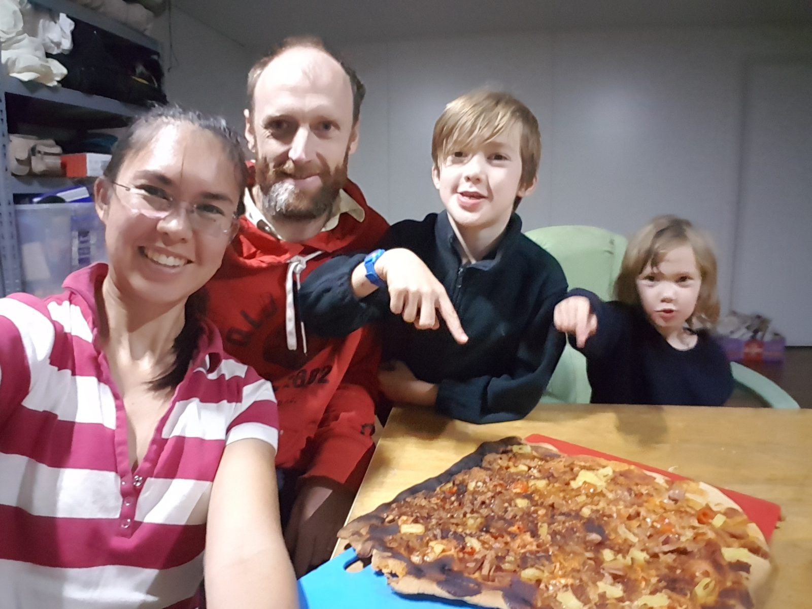 family and pizza